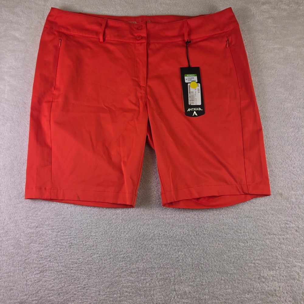 Antigua Womens Network Golf Shorts Cajun Red Orange Desert Dry Size 12 NWT